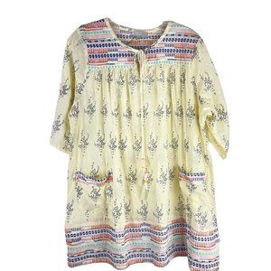 WORLD MARKET Blouse Top Keyhole Bohemian Tunic Embroidered Women's size L NWOT